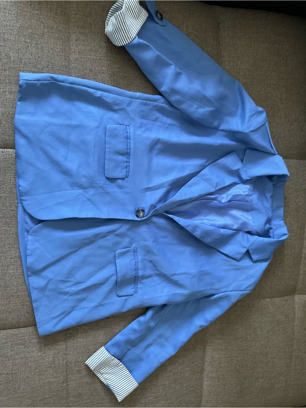 Men's Light Blue Single-Button Shirt Jacket
